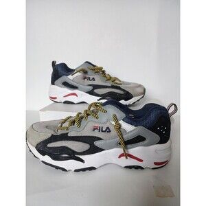 Fila Ray Tracer Chunky Sneakers Gray Navy Red Dad Shoes Women's Size 6.5